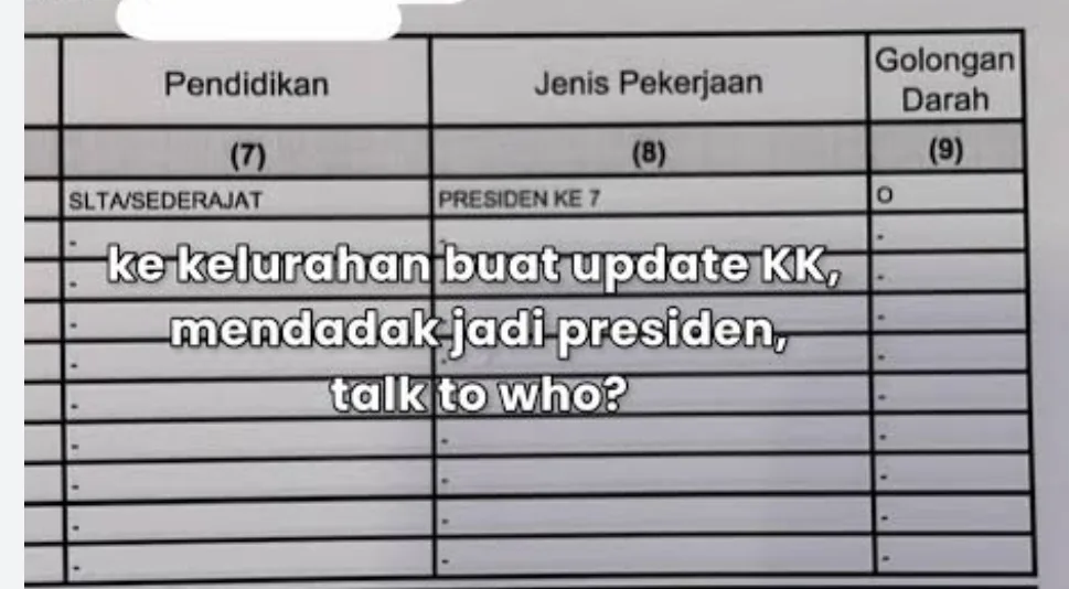 Viral! Wanita Ini Profesinya Mendadak Jadi Presiden ke-7 RI Gara-Gara Dukcapil Salah Input