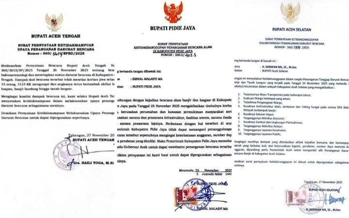 Tiga Bupati di Aceh Minta Pemerintah Provinsi Ambil Alih Penanganan Banjir Besar